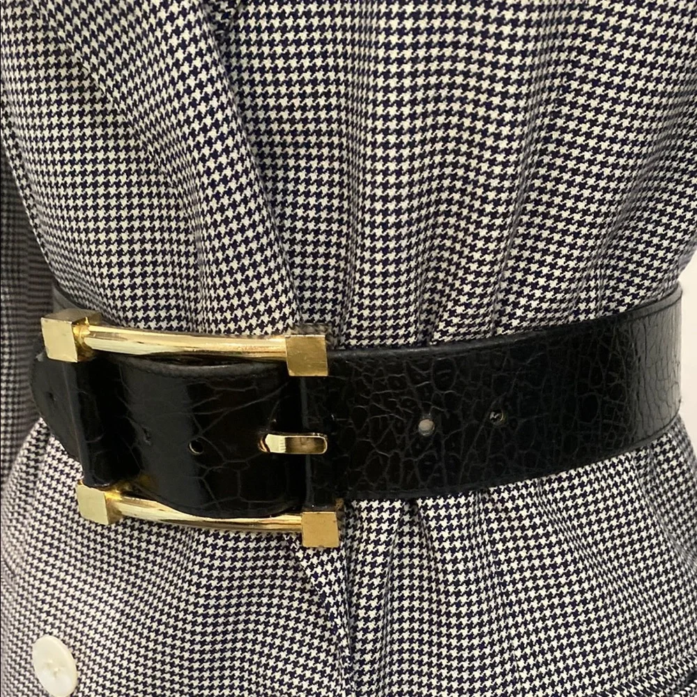 Black WIDE Belt with Croc design and Gold Buckle - Picture 5 of 14
